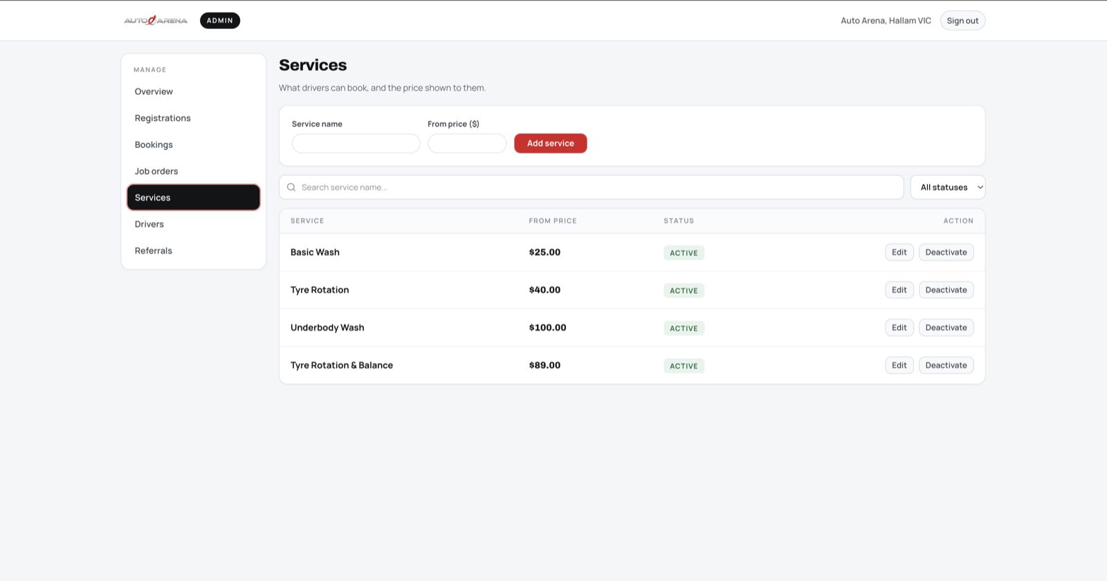 Driver's Club admin services management