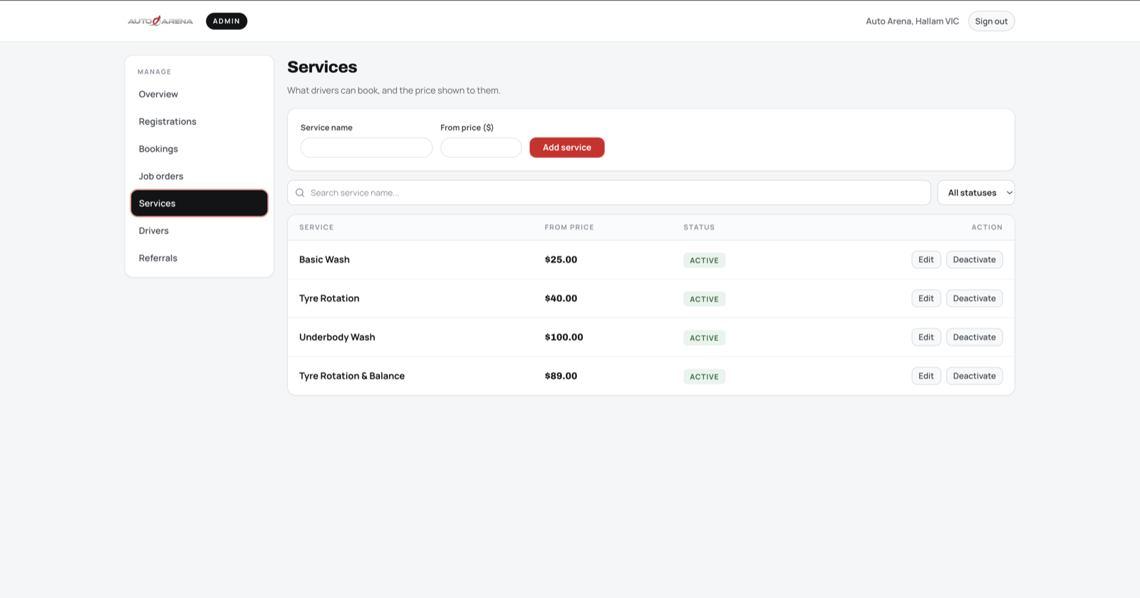 Driver's Club admin services management